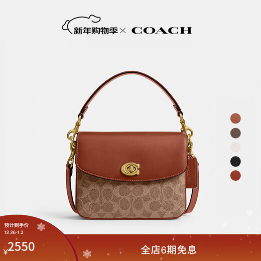 COACH gift classic logo CASSIE No. 19 shoulder crossbody bag flip winter women's bag brown rust color (new version)