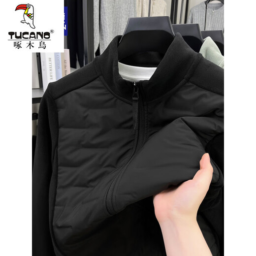 啄木鸟（TUCANO）秋冬新款男士轻薄羽绒服户外加绒加厚保暖冲锋衣内胆抓绒外套 JD25815-军绿 2XL 建议120-140斤穿