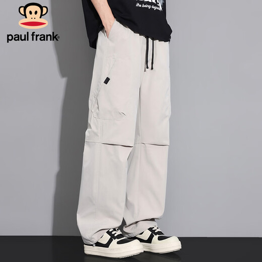 Paul Frank Pants Men's Winter Trendy Casual Pants Men's Loose Straight Overalls Men's Long Pants Light Gray XL