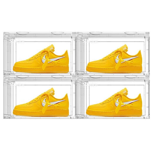 Supbro high-end shoe box full PC high transparent full hard storage box sneakers transparent storage artifact shoe cabinet space saving light luxury version high toughness_fully transparent shoe box*4 pieces_needs to be assembled 33.7x26.5x20.6cm