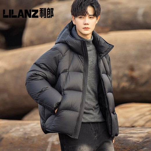 Lilang 90 Пух 270 г + объемный сверхпрочный пуховик с капюшоном, мужская зимняя новая утолщенная теплая куртка для хлеба, черная (стандартный стиль) 3XL (90) (190-210Jin Jin равен 0,5 кг)