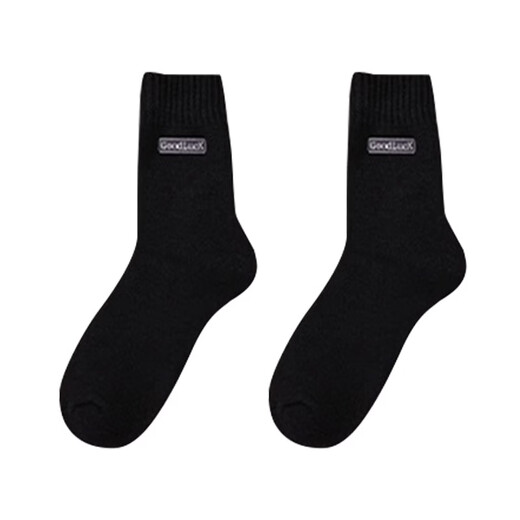 Zhuji socks men's winter thickened terry socks pure cotton deodorant mid-calf socks plus velvet floor socks sleep socks fever 4 pairs black 2 light gray 2 one size fits all