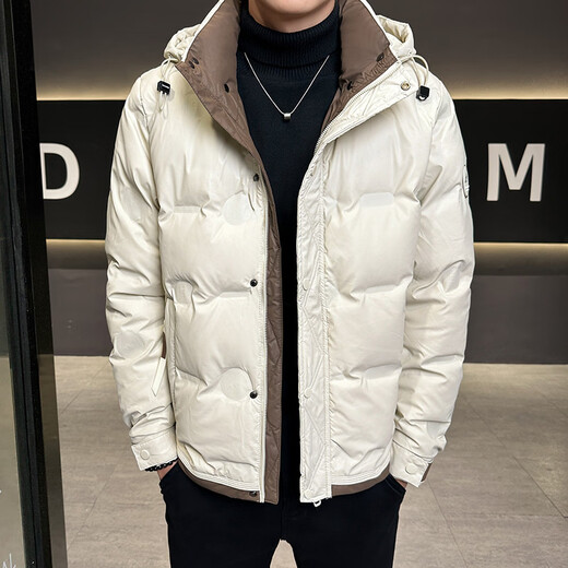 Snow Flying (SNOWFLYING) high-end down jacket men's winter 2025 new thickened warm jacket stand collar fashionable men's jacket cold protection white 2XL recommended 130-155Jin Jin is equal to 0.5 kg