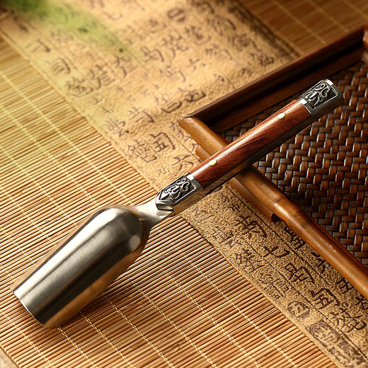 He Jiagong ebony solid wood Utz steel tea spoon tea spoon tea spoon tea divider Kung Fu tea set tea ceremony accessories new rosewood Utz steel tea spoon