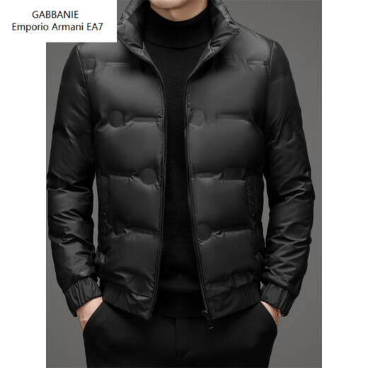 Emporio Armani EA7阿玛尼羽绒服短款男士冬季立领2026新款潮流休闲轻薄加厚白鸭绒外 黑色 高品质 M 建议100-115斤穿