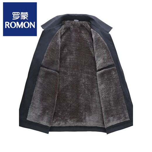 ROMON Dad Winter Jacket Middle-aged Men's Velvet Thickened Lapel Jacket Grandpa Winter Middle-aged and Elderly Men's Cotton Clothes Navy Velvet Thickened M 170 105Jin Jin is equal to 0.5 kg within
