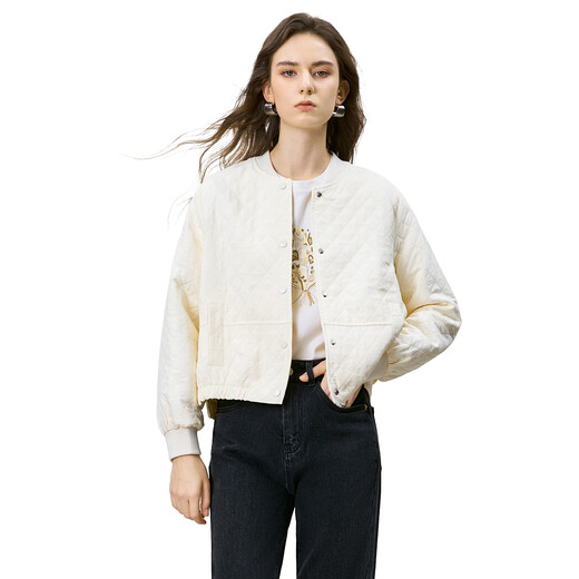 Yanyu White Thin Short Jacket Women's 2026 Spring New Diamond Loose Versatile Casual Temperament Jacket Women Off-White M