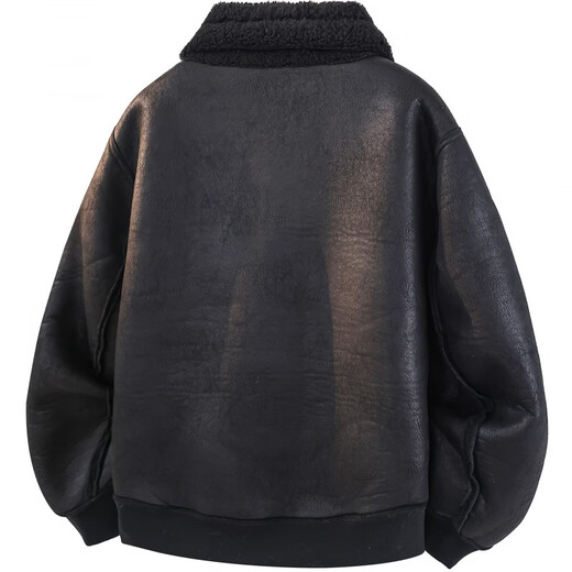 GENIUS international first-line brand leather men's jacket winter 2025 new American trendy brand style motorcycle leather jacket lamb wool brown M