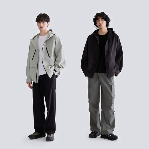 GXG Men's Two-tone Waterproof Zipper Hooded Jacket Spring 2026 G26A211020 Bean Green M