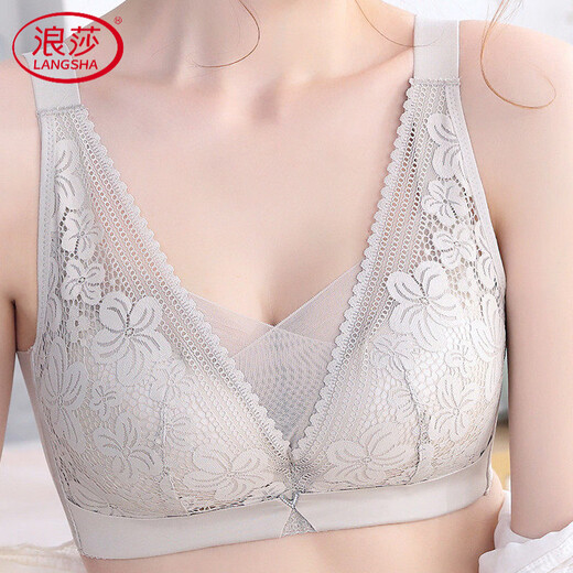 LangSha underwear for women with large breasts, thin, no wire bra, bandeau style, adjustable breast reduction, large size bra push-up, matcha color 75B 34