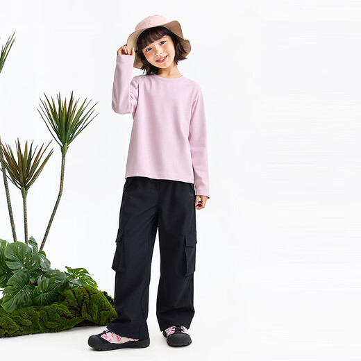 Annil (Annil) children's clothing for boys and girls round neck long-sleeved sweater 2026 spring new collection powder 110