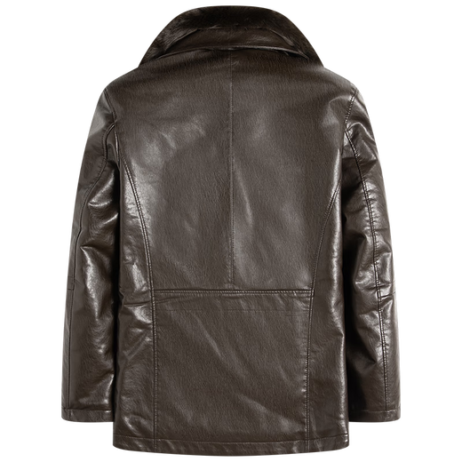 名雅萱冬季皮衣男保暖皮夹克加绒加厚外套中年男士爸爸冬装老爹装 黑色 加厚 XL 180【建议125-140斤】