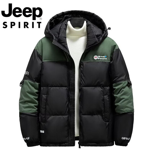 JEEP International Brand Men's Cotton Clothes Winter 2025 New Thickened Youth Cotton Clothes Coldproof Hooded Casual Jacket Spliced Cotton Clothes Black 7998 M 85-100