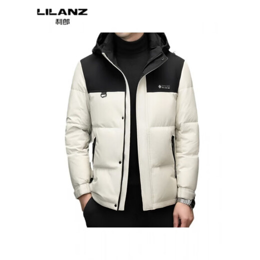 LILANZ Men's Fashion Business Casual Hooded White Duck Down Jacket Middle-aged Winter Warm Jacket Thick Men's Short Black 14XL (190)