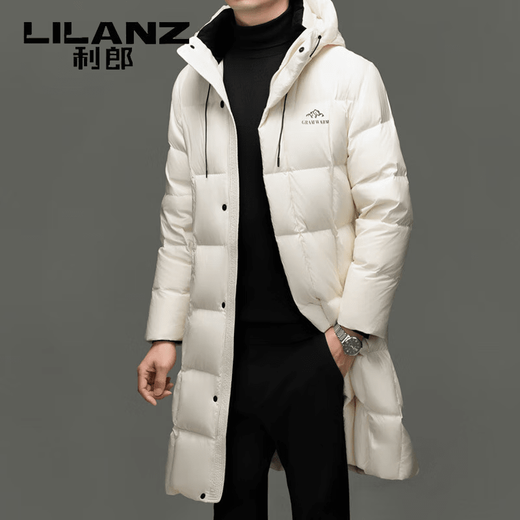LILANZ 300g velvet-filled arctic down jacket for men and women, winter knee-length mid-length minus 40 degree thick coat for men and women, white, same style for men and women, high-fill velvet arctic series M 170/92A