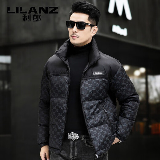 LILANZ 2025 Новый зимний короткий пуховик на гусином пуху, мужской утепленный теплый воротник-стойка, модная куртка для молодежи и среднего возраста, черный M 170