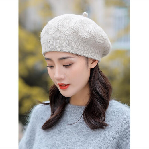 No. 1 Phoenix Thread Hat Women's Autumn and Winter Korean Version Versatile Plus Velvet Thickened Wool Hat Winter Warm Knitted Hat Octagonal Hat Beret Red One Size Knitted with Good Elasticity