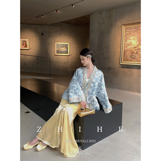 Wuyan Yihe Lanting Xu original new Chinese style heavy jacquard white duck down jacket + velvet skirt down jacket XS