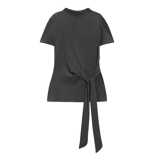 Fragment (dribs&drabs) suit women's 2026 spring new high-neck short-sleeved tie design T-shirt commuting drape lazy skirt dark gray M