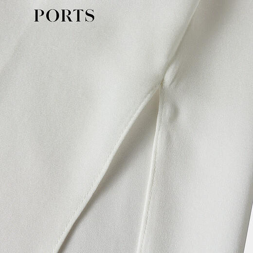 PORTS Women's 2026 Spring and Summer New Simple Milk White Ribbon Style Silk Shirt Milk White XS (2)