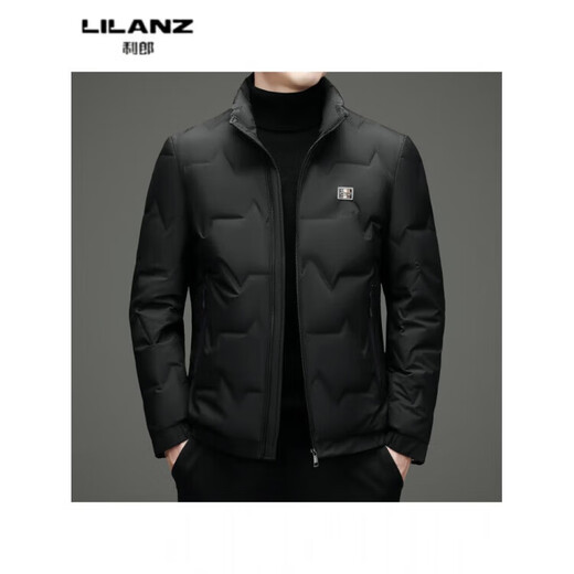 LILANZ Men's Down Jacket Autumn and Winter New 90 Duck Down Warm Threaded Lapel Workwear Casual Down Youth Trend Black 88177 Style 14XL (185)