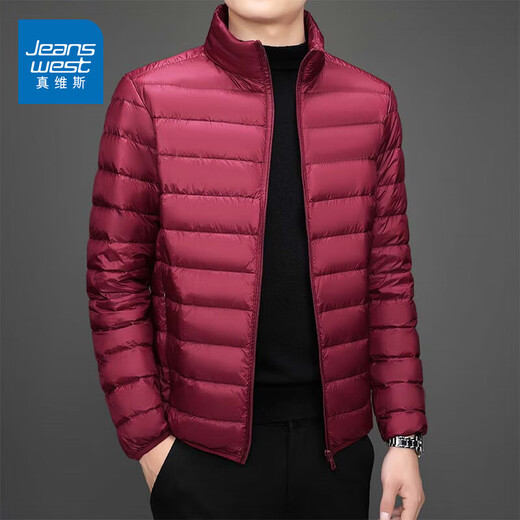 Jeanswest down jacket men's 2025 spring and autumn new high-end stand-up collar business casual men's warm jacket top YR911 Gray M