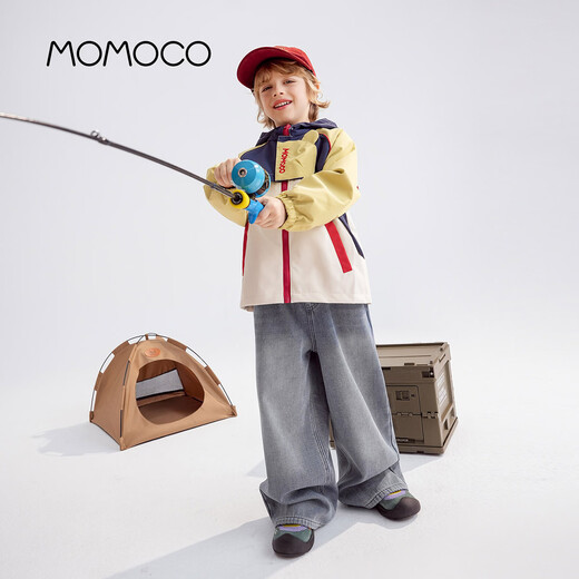 Mami Maka (MOMOCO) children's clothing boys' jacket 2026 spring style children's versatile contrast color splicing jacket navy 110