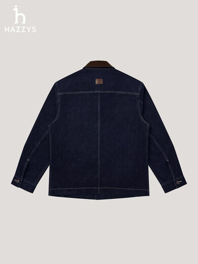 HAZZYS Men's 2025 Autumn and Winter New Jacket Corduroy Collar Plaid Lined Denim Jacket Men ASVZU0CDU14 M170/92A46