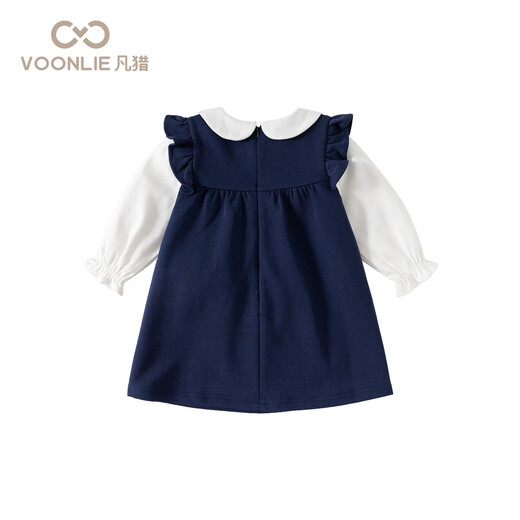 Fanlie VOONLIE girls dress spring 2026 new style children's fake two-piece princess dress baby one-year-old dress spring and autumn blue 80 cm