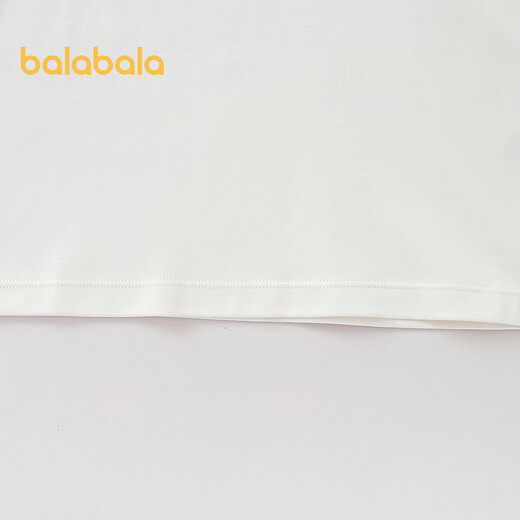 Balabala girls long-sleeved T-shirt children's spring lapel top big children's cotton clothes sweet bow white tone 00411 110