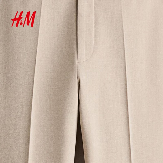H&M 2026 new spring men's slim fit trousers 1253395 beige 013 31 170/78