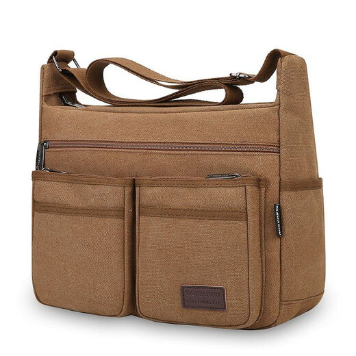 An Junsheng Large Capacity Men's Crossbody Bag Thickened Canvas Bag 2026 Wear-Resistant and Durable Shoulder Bag Business Travel Bag Tool Bag Black