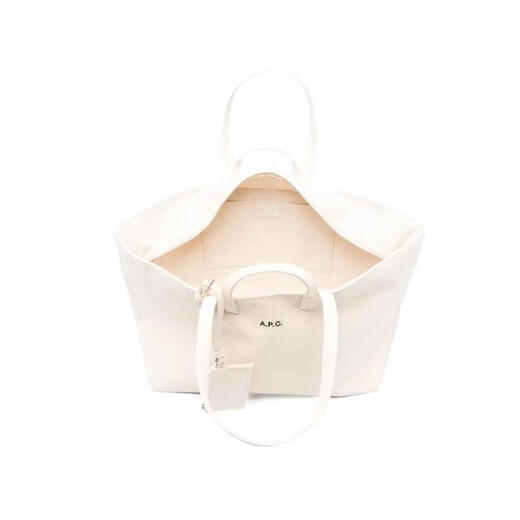 A.P.C. women's handbag, large capacity, portable, daily use, shoulder-carryable, cotton white double handles, simple design, white, one size fits all