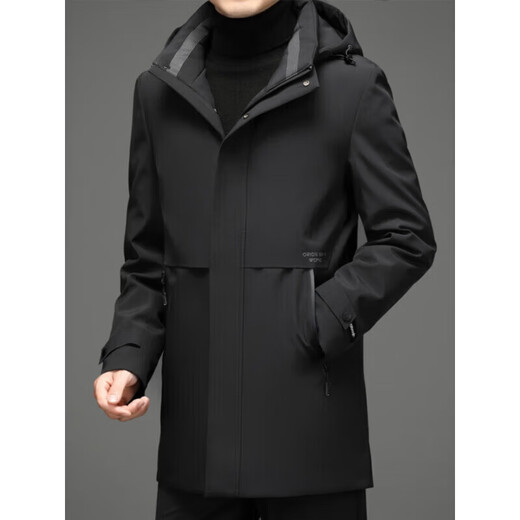 LILANZ новый мужской пуховик средней длины, высококачественный бренд, моющийся, зимний, новый утолщенный верх на утином пуху, черный 90, белый утиный пух, съемный капюшон + подкладка M 170, подходит для веса (100-120 Jin Jin соответствует 0,5 кг)