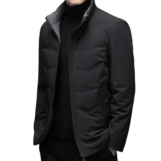 Snow Flying (SNOWFLYING) high-end down jacket men's 2025 winter new stand-up collar white duck down short thickened casual winter warm jacket gray