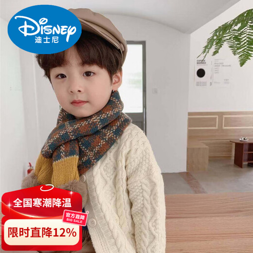Disney baby scarf winter children 2026 new cross windproof thickened scarf for boys and girls cold-proof and warm woolen neck cover red rice blue triangle one size