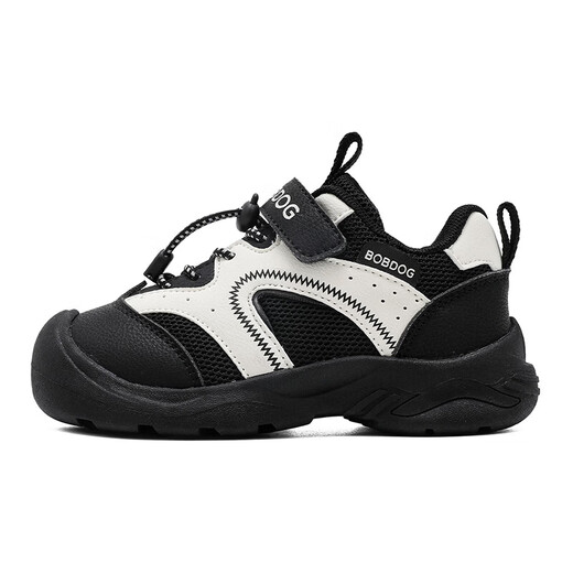 BOBDOG children's shoes 2026 new spring breathable running shoes for boys and older children, girls' shoes, mesh children's sports shoes, black/meter 26, suitable for feet length 16.0CM