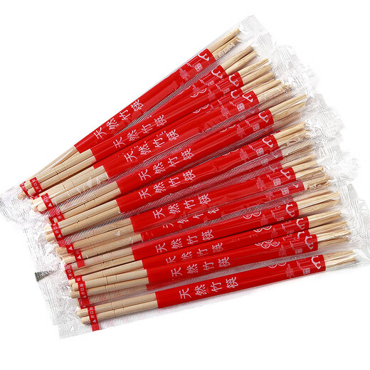 Disposable chopsticks for household fast food and hygienic bamboo chopsticks for restaurants, individually packaged for banquets, banquets and dinners, 19.5cm*5.5mm, individually packaged, 50 pairs