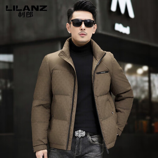LILANZ Men's Short Down Jacket 2025 Winter New Thick Warm Stand Collar Men's Jacket Trendy Winter Clothes Brown L 175