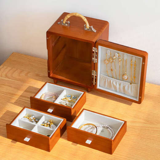 Yusen Yiguo jewelry storage box wedding gift birthday wedding gift high-end exquisite jewelry box happy eyebrow + jewelry box red gift box