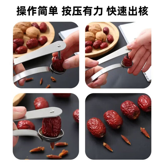 Donaumeng stainless steel corer home kitchen hawthorn red date corer multi-functional thickened manual press corer tool red date corer 1 pack.