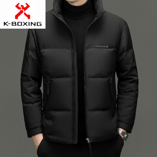 KBXNG劲霸2025冬季新款羽绒服男装加厚保暖商务纯色简约短款百搭潮流外 米白色 L 175