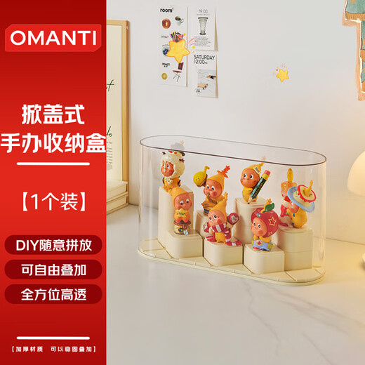 OMANTI Blind Box Figure Storage Box Display Rack Transparent Layered DIY Dustproof Figure Labubu Bubble Mart Display Box 1 Pack DIY Collector Figure Treasure Box Figure Box Only, Doll Not Included