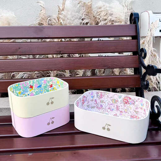 Yusenyi Desktop Storage Box Cute Snacks Hairpins Girls' Accessories and Sundries High-Look Storage M Size Light Yellow 25x18x8