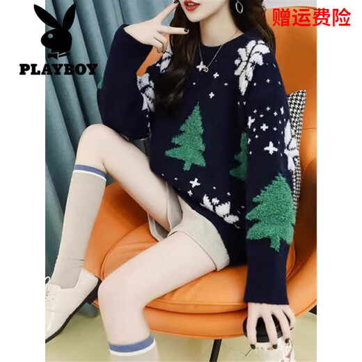 Playboy (PLAYBOY) Christmas Red Sweater Women's Autumn and Winter 2025 New Loose Korean Style Atmosphere Bottoming Sweater Top Women Red M