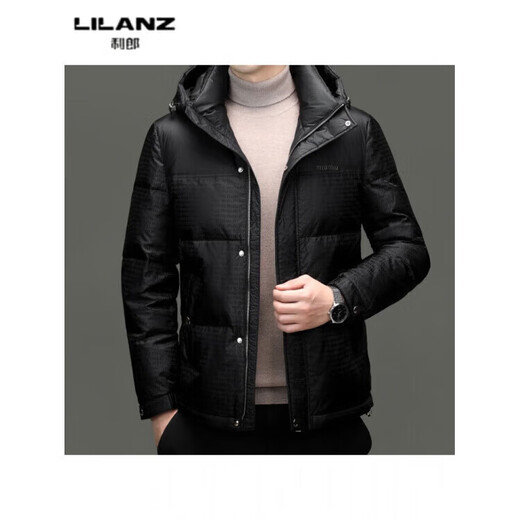 LILANZ high-end white duck down short hooded jacket for men winter fashion trend thickened warm down jacket for men purple 28709 14XL (180)