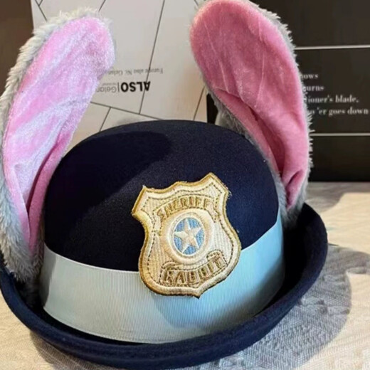 Ji Mi Judy Hat Rabbit Bowler Hat Zootopia Police Officer Judy Hat Children's Adult Headband Headwear Hat Judy Hat Adult Version (57cm) Adjustable