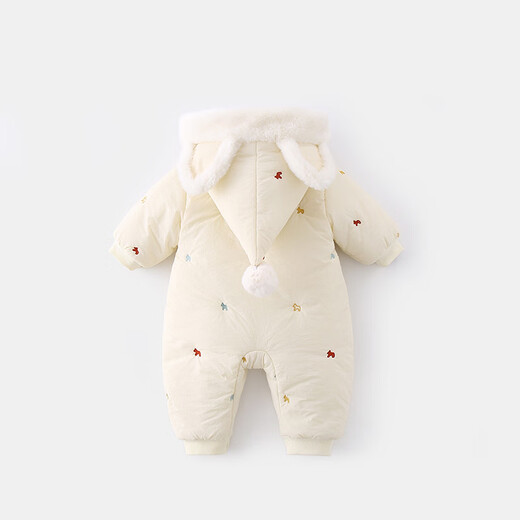 G.duck Little Yellow Duck Children's Clothes Baby Plush Clothes Thickened and Warm Winter Clothes Newborn Cute One-piece Jumpsuit Off-White 66cm