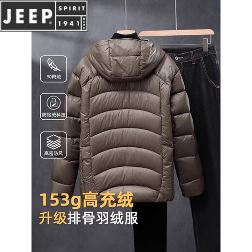 JEEP SPIRIT【高充绒】2025冬季新款轻薄羽绒服男女情侣排骨连帽加厚保暖外套 暗夜蓝 M 建议100-120斤