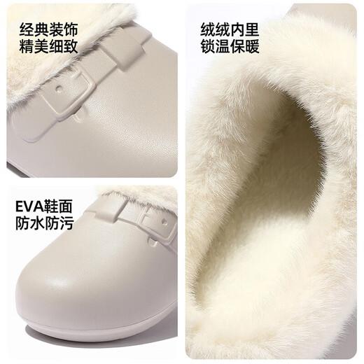 QYCKABY waterproof cotton slippers for women winter 2025 new style bag heel indoor home non-slip home warm plush plus velvet cotton shoes for men dark coffee 36-37 regular size